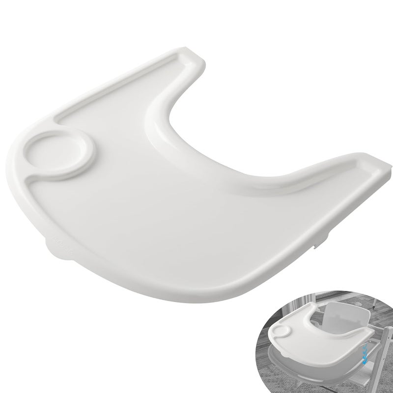 LuQiBabe High Chair Tray Cover Compatible with Stokke Tripp Trapp Chair with Cup Holder - Smooth Surface and Strong Suction - Made with Food-Safe Plastic (BPA BPS BPF Lead Phthalate Free) - White - Image 1